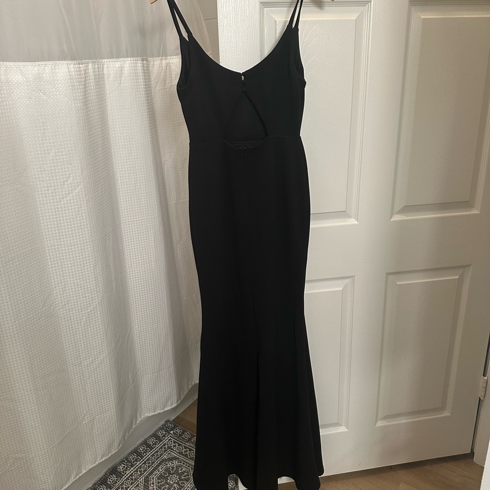 Lulus black maxi wedding guest dress